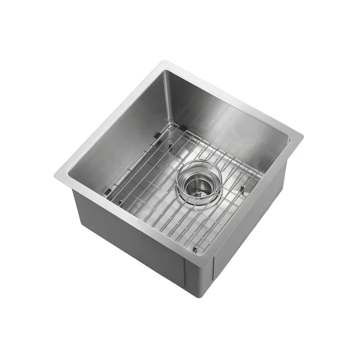 16" Handcrafted Undermount Single Bowl 16 gauge Stainless Steel Kitchen Sink - C1-16S (CF)