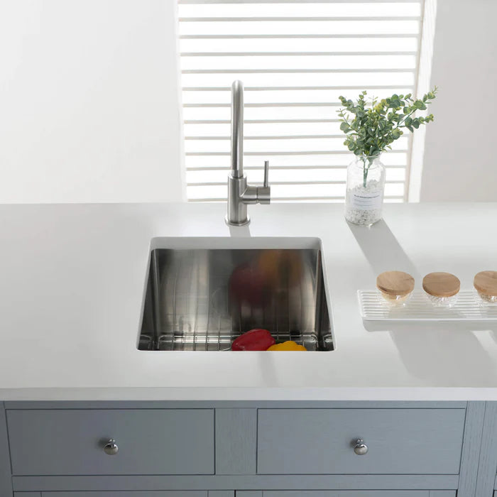 16" Handcrafted Undermount Single Bowl 16 gauge Stainless Steel Kitchen Sink - C1-16S (CF)
