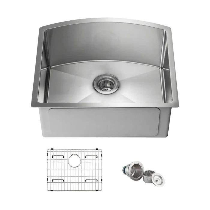 22" Handcrafted Undermount Single Bowl 16 gauge D Shape Stainless Steel Kitchen Sink - C1-22SD (CF)
