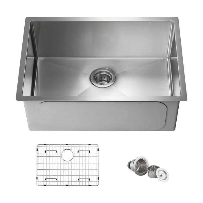 26" Handcrafted Undermount Single Bowl 16 gauge Stainless Steel Kitchen Sink - C1-26S (CF)