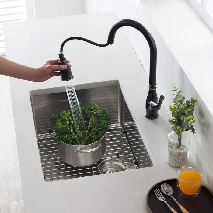 26" Handcrafted Undermount Single Bowl 16 gauge Stainless Steel Kitchen Sink - C1-26S (CF)