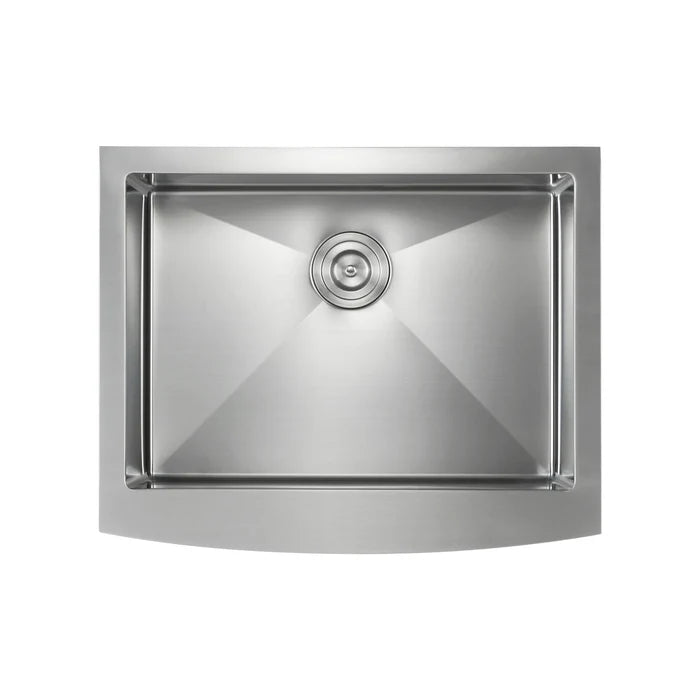 27" Handcrafted Farmhouse Apron Single Bowl Stainless Steel Kitchen Sink - C1-27SF (CF)