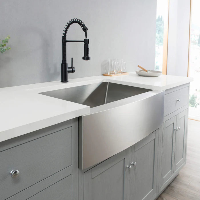27" Handcrafted Farmhouse Apron Single Bowl Stainless Steel Kitchen Sink - C1-27SF (CF)