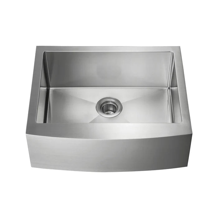 27" Handcrafted Farmhouse Apron Single Bowl Stainless Steel Kitchen Sink - C1-27SF (CF)