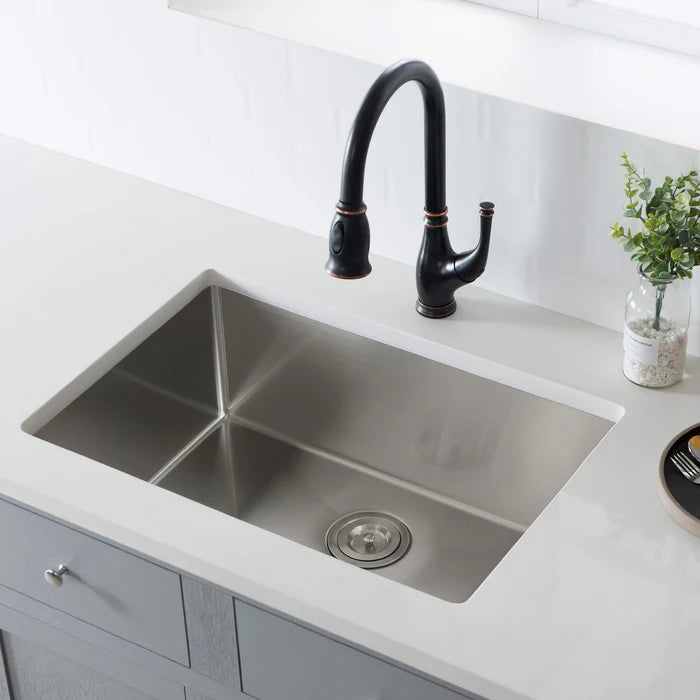 28" Handcrafted Undermount Single Bowl 16 gauge Stainless Steel Kitchen Sink - C1-28S (CF)