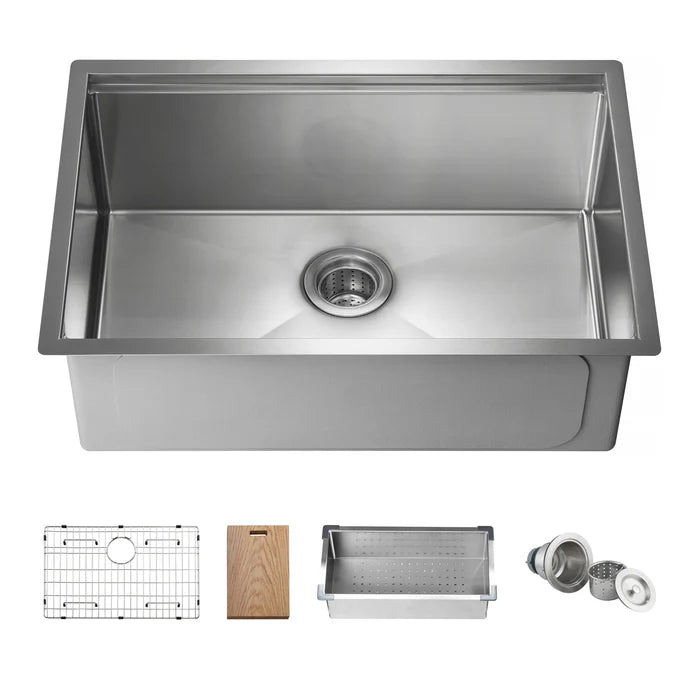 28" Undermount Single Bowl Stainless Steel Workstation Sink - C1-28ST (CF)