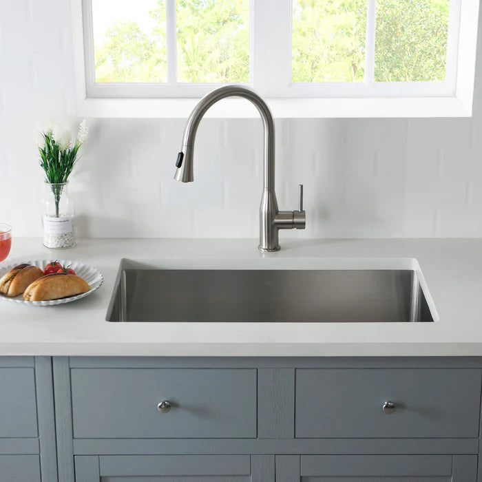 30" Handcrafted Undermount Single Bowl 16 gauge Stainless Steel Kitchen Sink - C1-30S (CF)