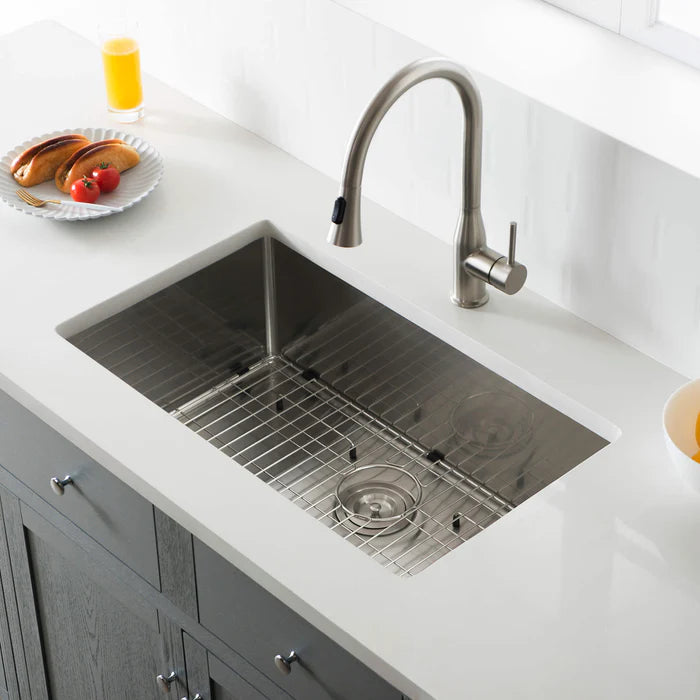 30" Handcrafted Undermount Single Bowl 16 gauge Stainless Steel Kitchen Sink - C1-30S (CF)