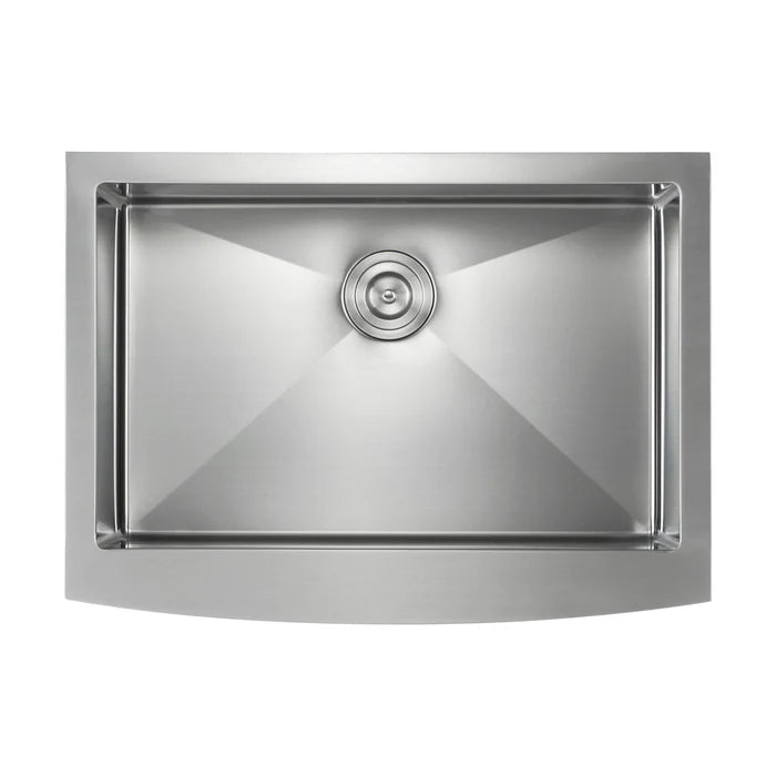 30" Handcrafted Farmhouse Apron Single Bowl Stainless Steel Kitchen Sink - C1-30SF (CF)