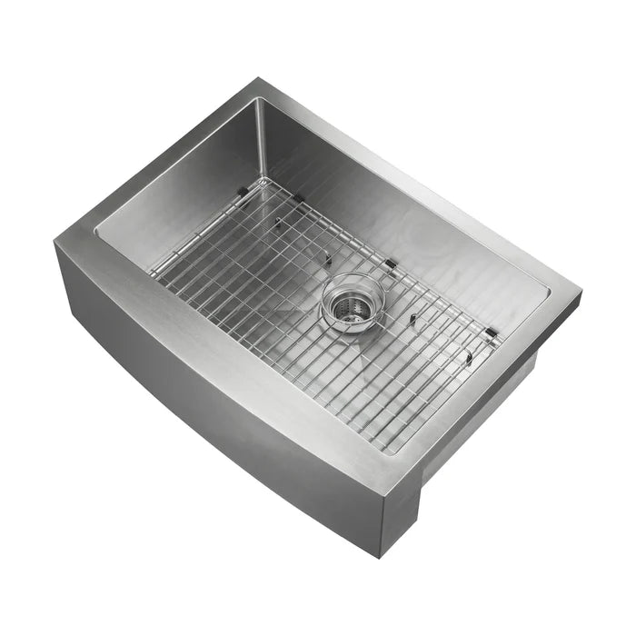 30" Handcrafted Farmhouse Apron Single Bowl Stainless Steel Kitchen Sink - C1-30SF (CF)