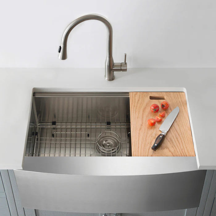 30" Farmhouse Apron Single Bowl Stainless Steel Workstation Kitchen Sink - C1-30SFT (CF)