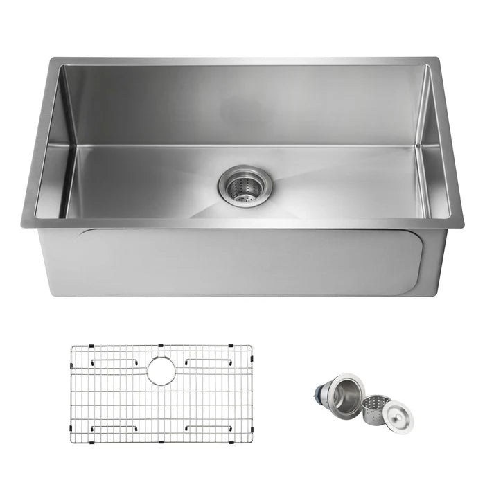 32 3/4" Handcrafted Undermount Single Bowl 16 gauge Stainless Steel Kitchen Sink - C1-33S (CF)