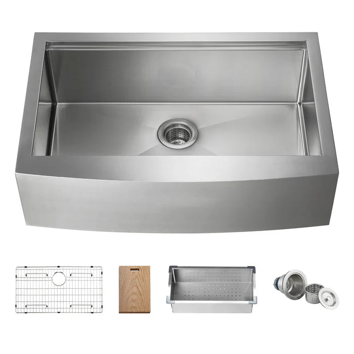 33" Farmhouse Apron Single Bowl Stainless Steel Workstation Kitchen Sink - C1-33SFT (CF)