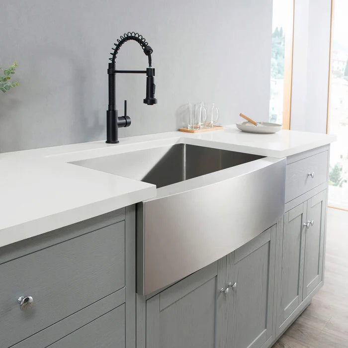 36" Handcrafted Farmhouse Apron Single Bowl Stainless Steel Kitchen Sink - C1-36SF (CF)