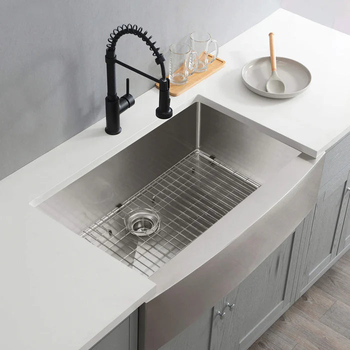 36" Handcrafted Farmhouse Apron Single Bowl Stainless Steel Kitchen Sink - C1-36SF (CF)