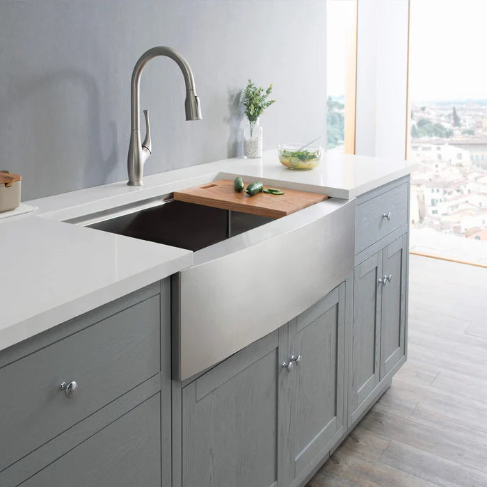 36" Farmhouse Apron Single Bowl Stainless Steel Workstation Kitchen Sink - C1-36SFT (CF)