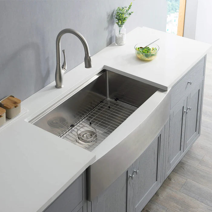 36" Farmhouse Apron Single Bowl Stainless Steel Workstation Kitchen Sink - C1-36SFT (CF)