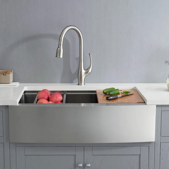36" Farmhouse Apron Single Bowl Stainless Steel Workstation Kitchen Sink - C1-36SFT (CF)