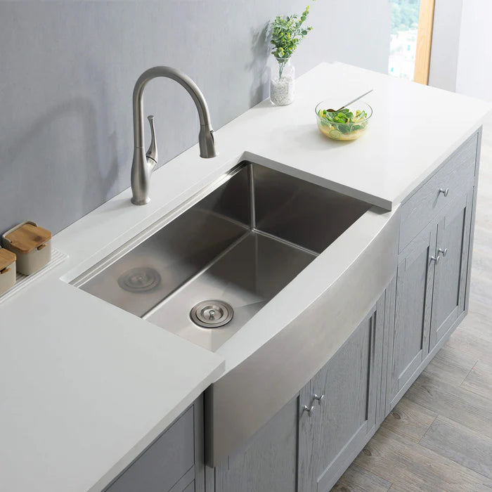 36" Farmhouse Apron Single Bowl Stainless Steel Workstation Kitchen Sink - C1-36SFT (CF)