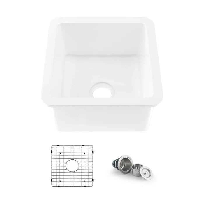 Nova 18" Fireclay Single Bowl Kitchen Drop-In/Undermount Sink - C2-18SQ (CF)