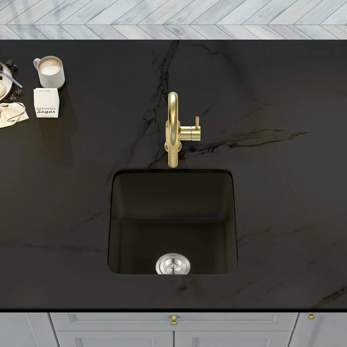 Nova 18" Matte Black Fireclay Single Bowl Kitchen Drop-In/Undermount Sink - C2-18SQMB (CF)