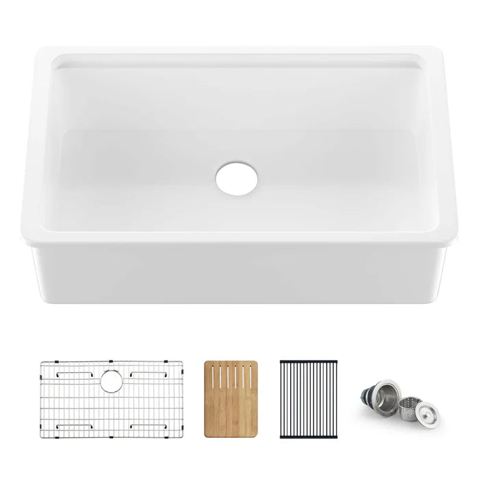 33" Fireclay Drop-In/Undermount Workstation Sink - C2-33ST (CF)