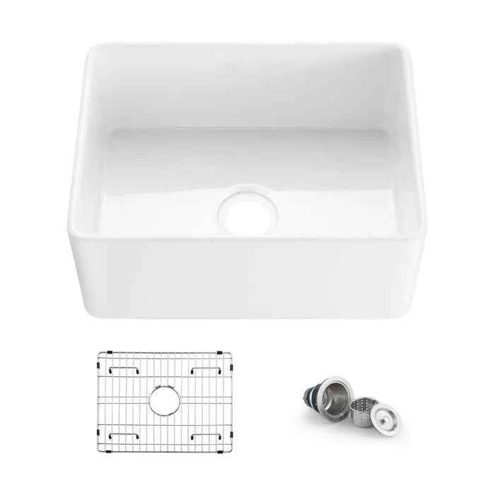 Nova 24" Fireclay Single Bowl Kitchen Farmhouse Sink - C2-24SF (CF)