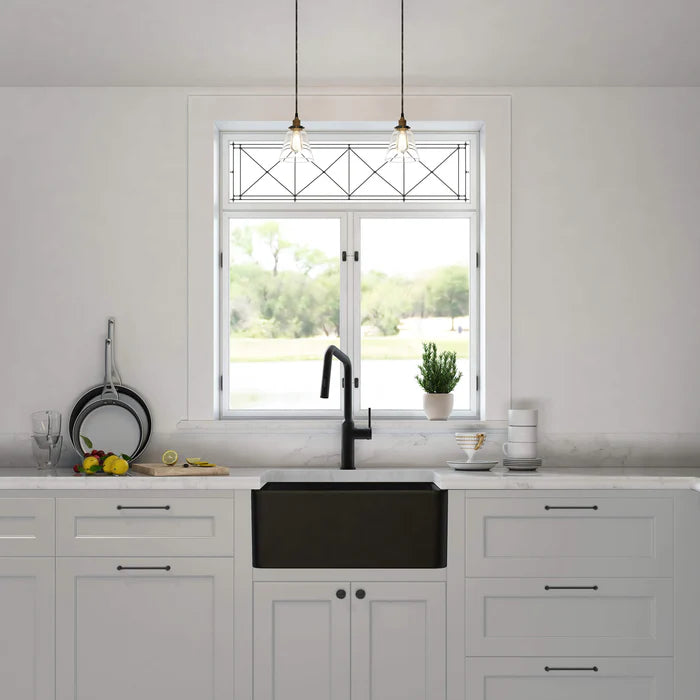 Nova 24" Matte Black Fireclay Single Bowl Kitchen Farmhouse Sink - C2-24SFMB (CF)