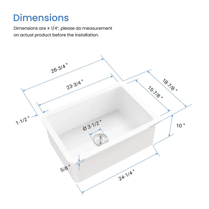Nova 30" Farmhouse Fireclay Kitchen Workstation Sink - C2-30SFT (CF)