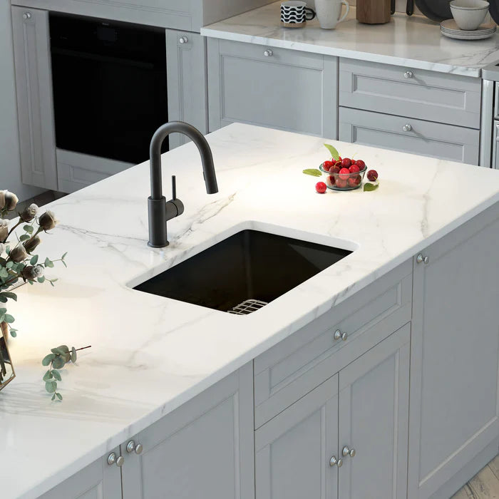 Nova 27" Matte Black Fireclay Single Bowl Kitchen Drop-In/Undermount Sink - C2-27SMB (CF)
