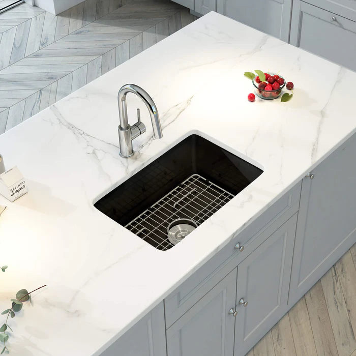 Nova 27" Matte Black Fireclay Single Bowl Kitchen Drop-In/Undermount Sink - C2-27SMB (CF)