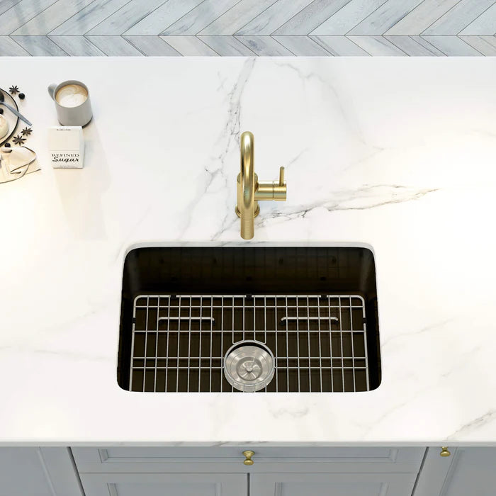 Nova 27" Matte Black Fireclay Single Bowl Kitchen Drop-In/Undermount Sink - C2-27SMB (CF)