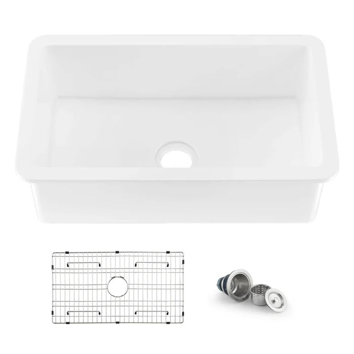 Nova 32" Single Bowl Drop-In/Undermount Fireclay Kitchen Sink - C2-32S (CF)