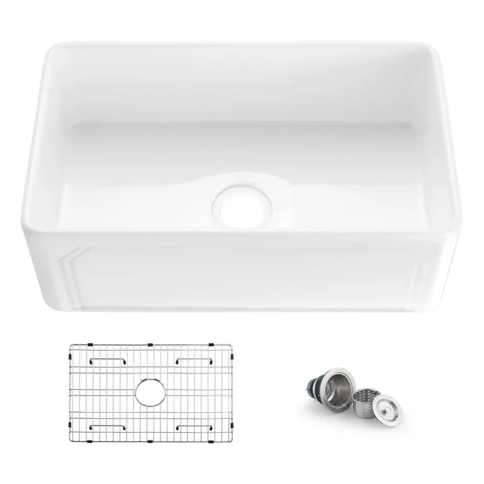 Nova - AR 30" Reversible Fireclay Single Bowl Kitchen Farmhouse Sink - C2-30SFAR (CF)