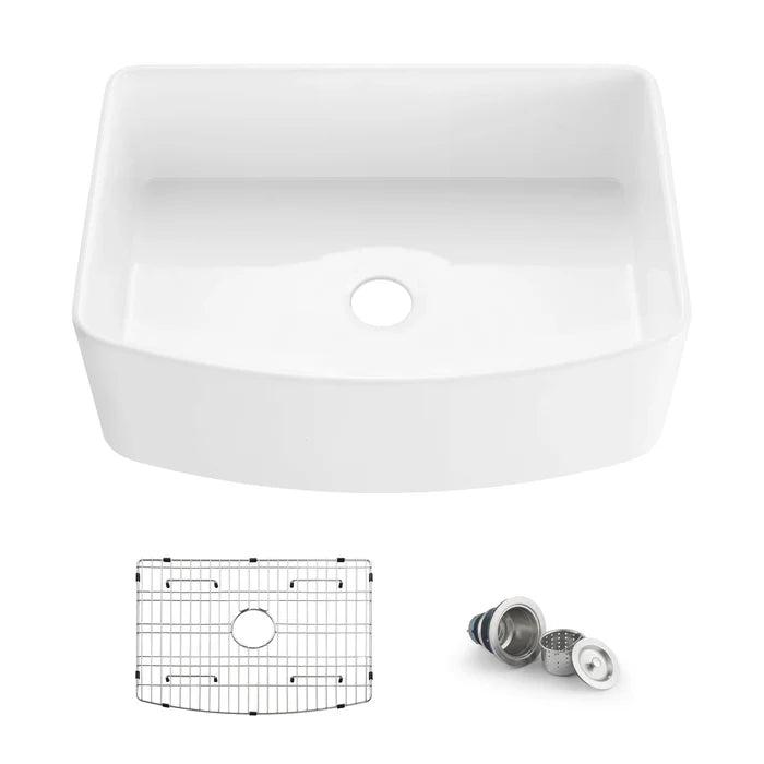 Nova 30" Curved Apron Front Fireclay Farmhouse Kitchen Sink - C2-30SFC (CF)