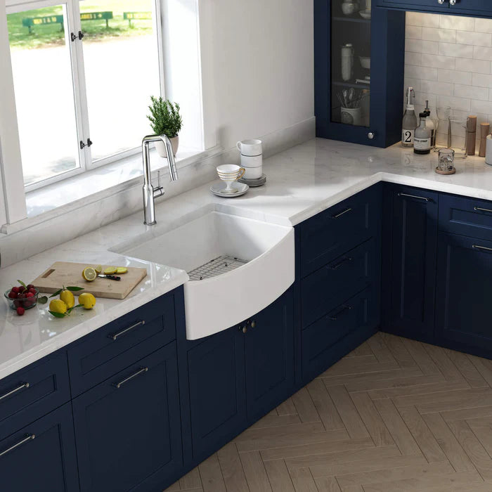 Nova 30" Curved Apron Front Fireclay Farmhouse Kitchen Sink - C2-30SFC (CF)