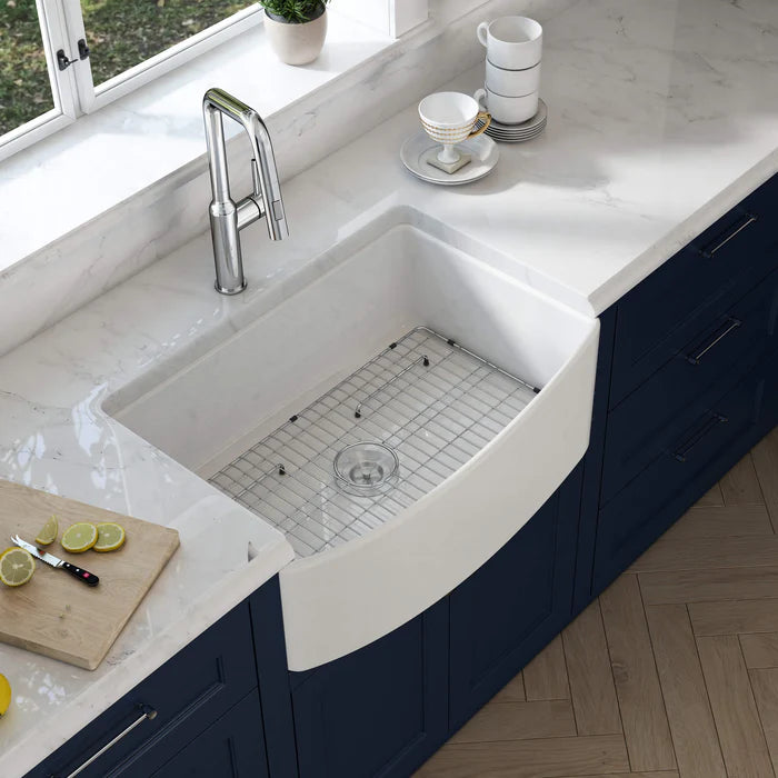 Nova 30" Curved Apron Front Fireclay Farmhouse Kitchen Sink - C2-30SFC (CF)