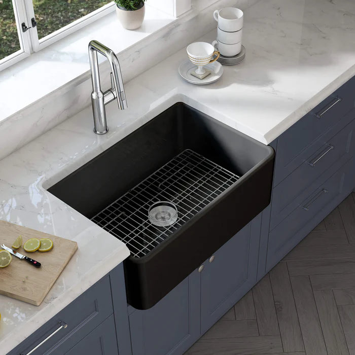 Nova 33" Matte Black Fireclay Single Bowl Kitchen Farmhouse Sink - C2-33SFMB (CF)