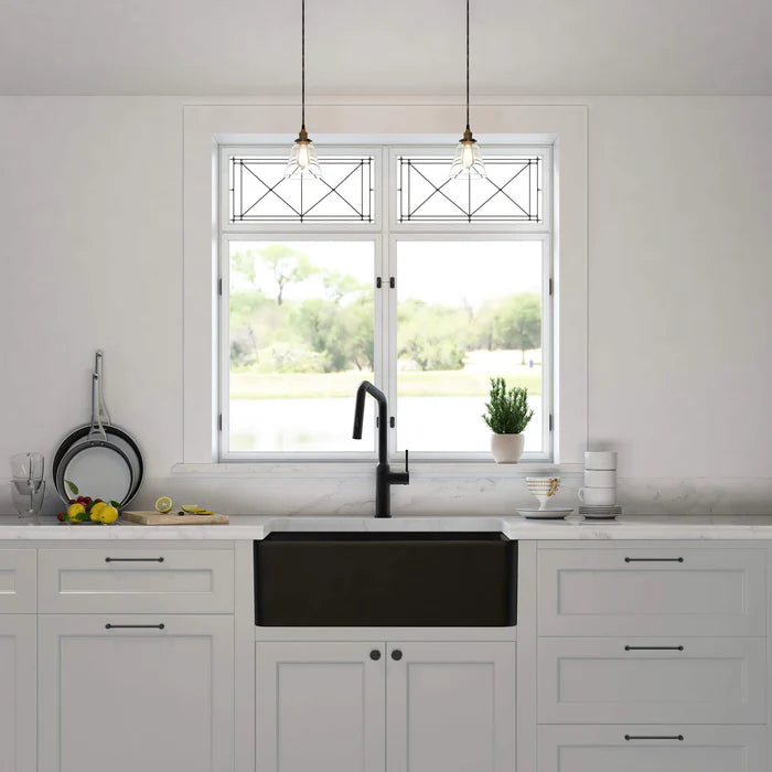 Nova 33" Matte Black Fireclay Single Bowl Kitchen Farmhouse Sink - C2-33SFMB (CF)