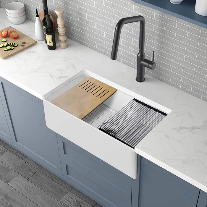 Nova 33" Farmhouse Fireclay Kitchen Workstation Sink - C2-33SFT (CF)