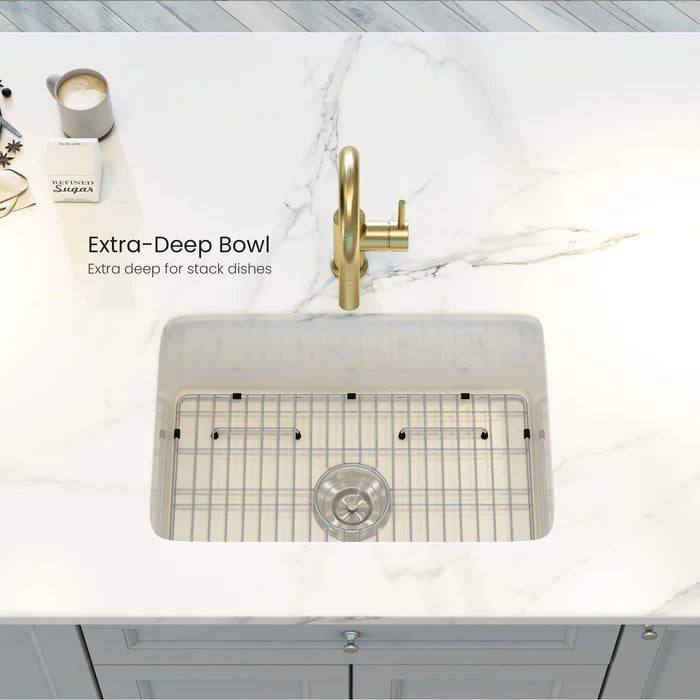 Nova 32" Single Bowl Drop-In/Undermount Fireclay Kitchen Sink - C2-32S (CF)