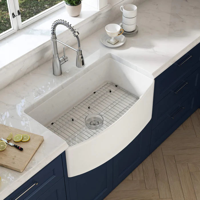 Nova 33" Curved Apron Front Fireclay Farmhouse Kitchen Sink - C2-33SFC (CF)