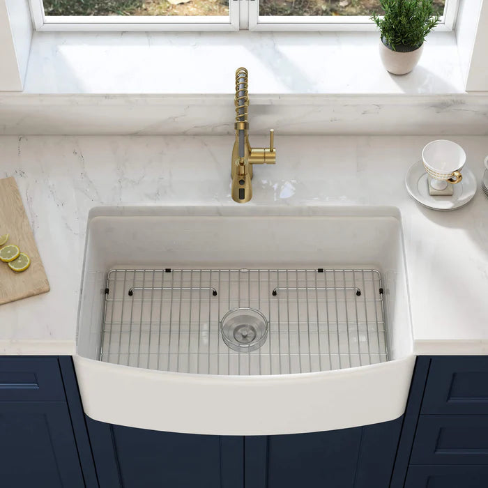Nova 33" Curved Apron Front Fireclay Farmhouse Kitchen Sink - C2-33SFC (CF)