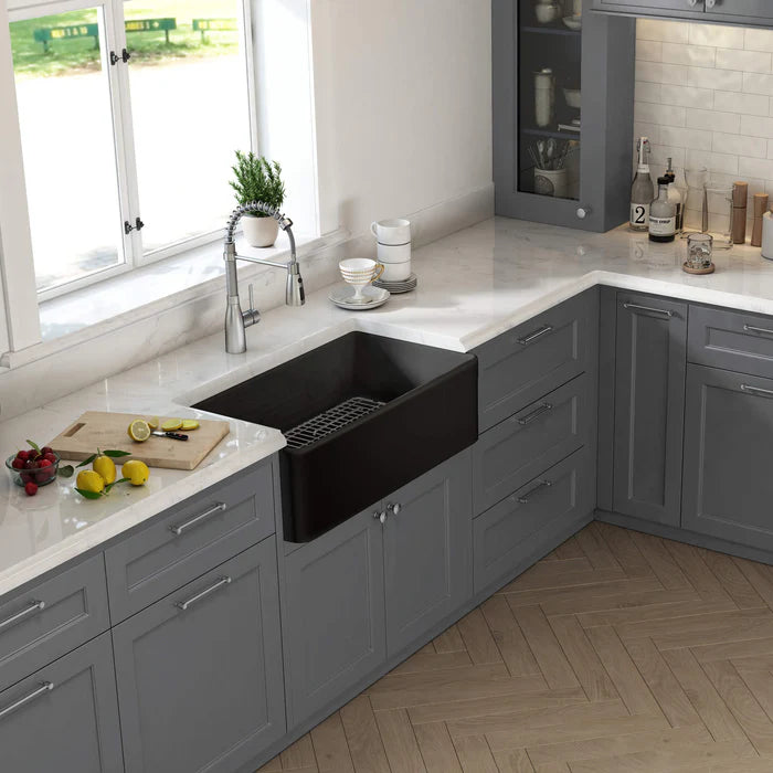 Nova 33" Matte Black Fireclay Single Bowl Kitchen Farmhouse Sink - C2-33SFMB (CF)