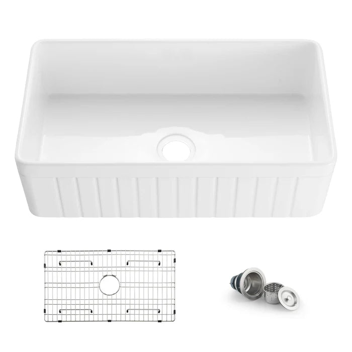 Nova - PL 33" Reversible Fireclay Single Bowl Kitchen Farmhouse Sink - C2-33SFPI (CF)
