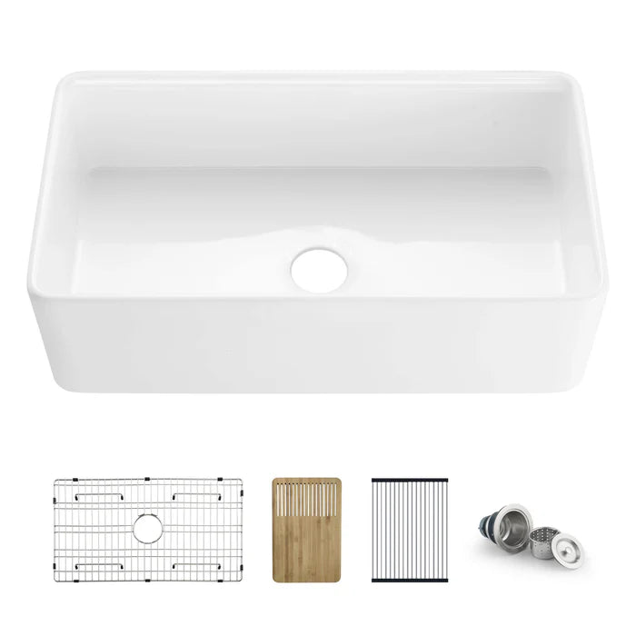 Nova 30" Farmhouse Fireclay Kitchen Workstation Sink - C2-30SFT (CF)
