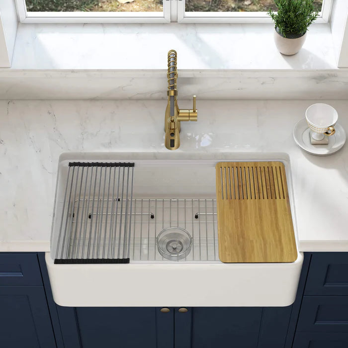 Nova 30" Farmhouse Fireclay Kitchen Workstation Sink - C2-30SFT (CF)