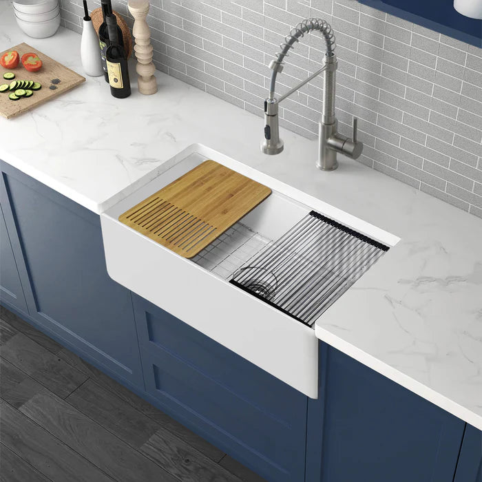Nova 30" Farmhouse Fireclay Kitchen Workstation Sink - C2-30SFT (CF)