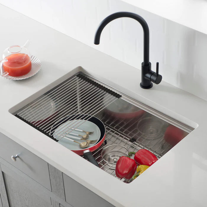 27" Handcrafted 316 Marine Grade Stainless Steel Single Bowl Workstation Undermount Kitchen Sink - C3-27ST (CF)
