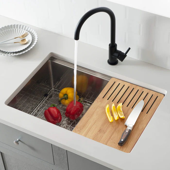 27" Handcrafted 316 Marine Grade Stainless Steel Single Bowl Workstation Undermount Kitchen Sink - C3-27ST (CF)